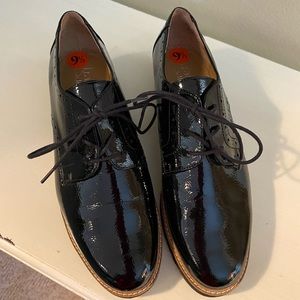 Franco Sarto Black Patent Oxfords